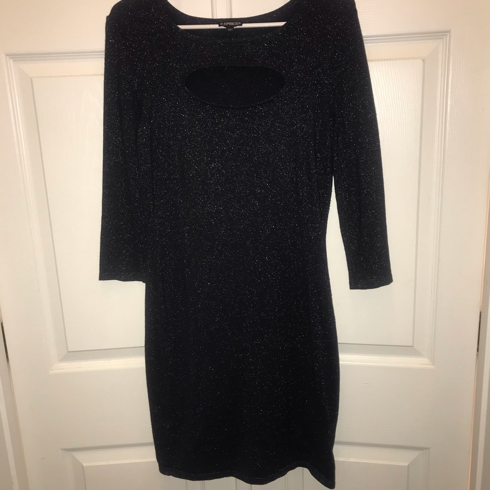 Express sweater dress navy sparkle